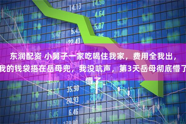 东润配资 小舅子一家吃喝住我家，费用全我出，我的钱袋捂在岳母兜，我没吭声，第3天岳母彻底懵了