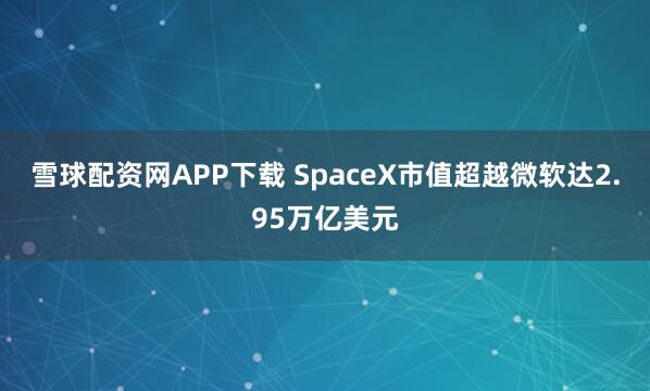 雪球配资网APP下载 SpaceX市值超越微软达2.95万亿美元